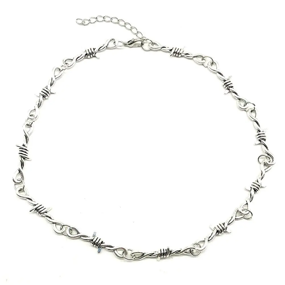 

New Alloy Hip-hop Punk Style Little Thorns Chain Choker Unisex Choker Necklace Small Wire Iron Barbed Wire Bracelet