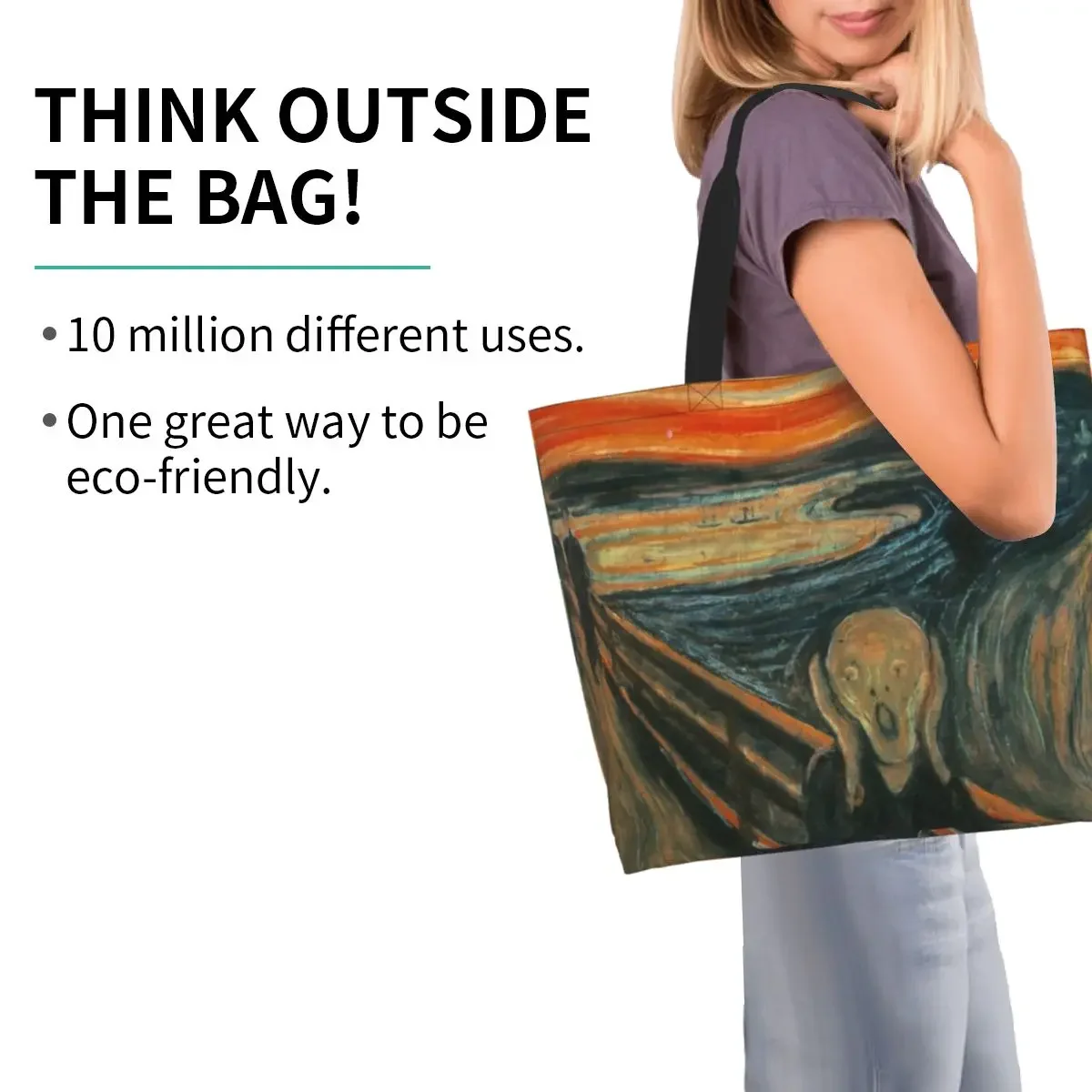 Сумка-шоппер с забавным криком эдварда мунч многоразовая холщовая сумка-шоппер