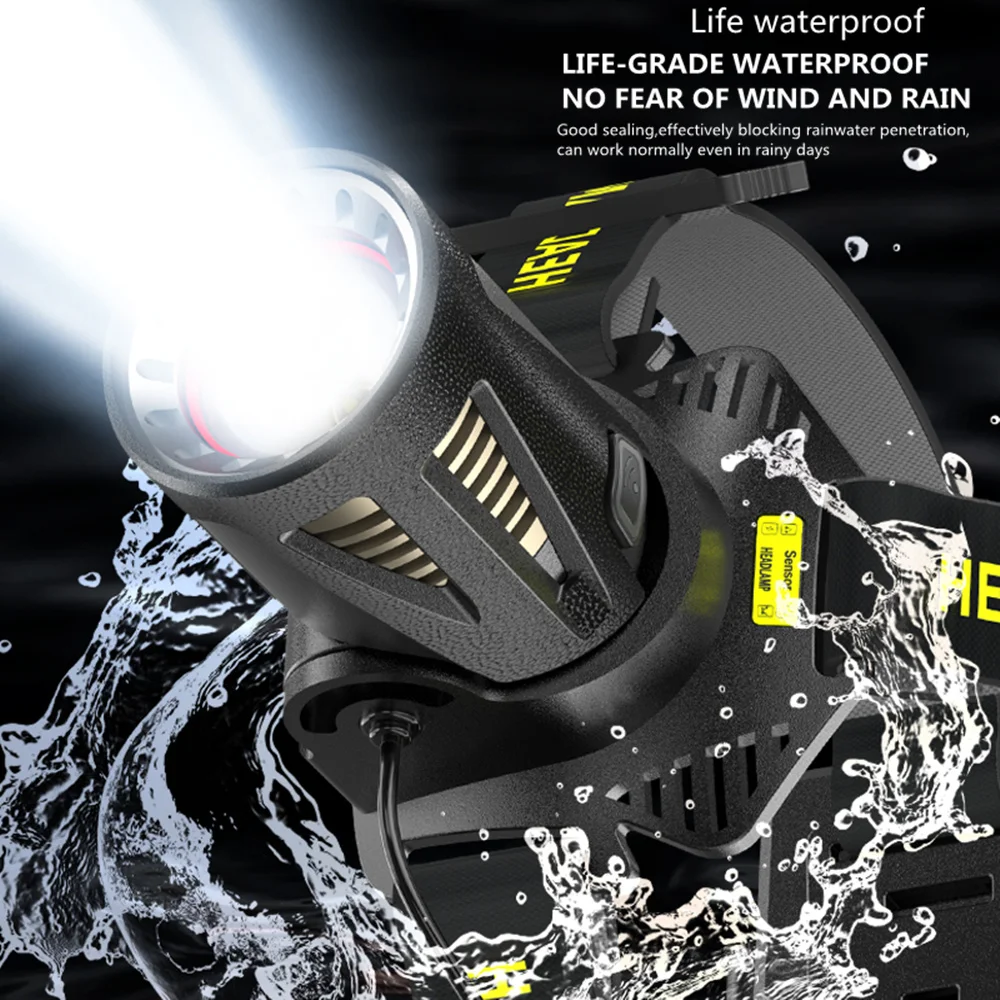 Фонарь налобный с регулируемым углом поворота 90 ° USB