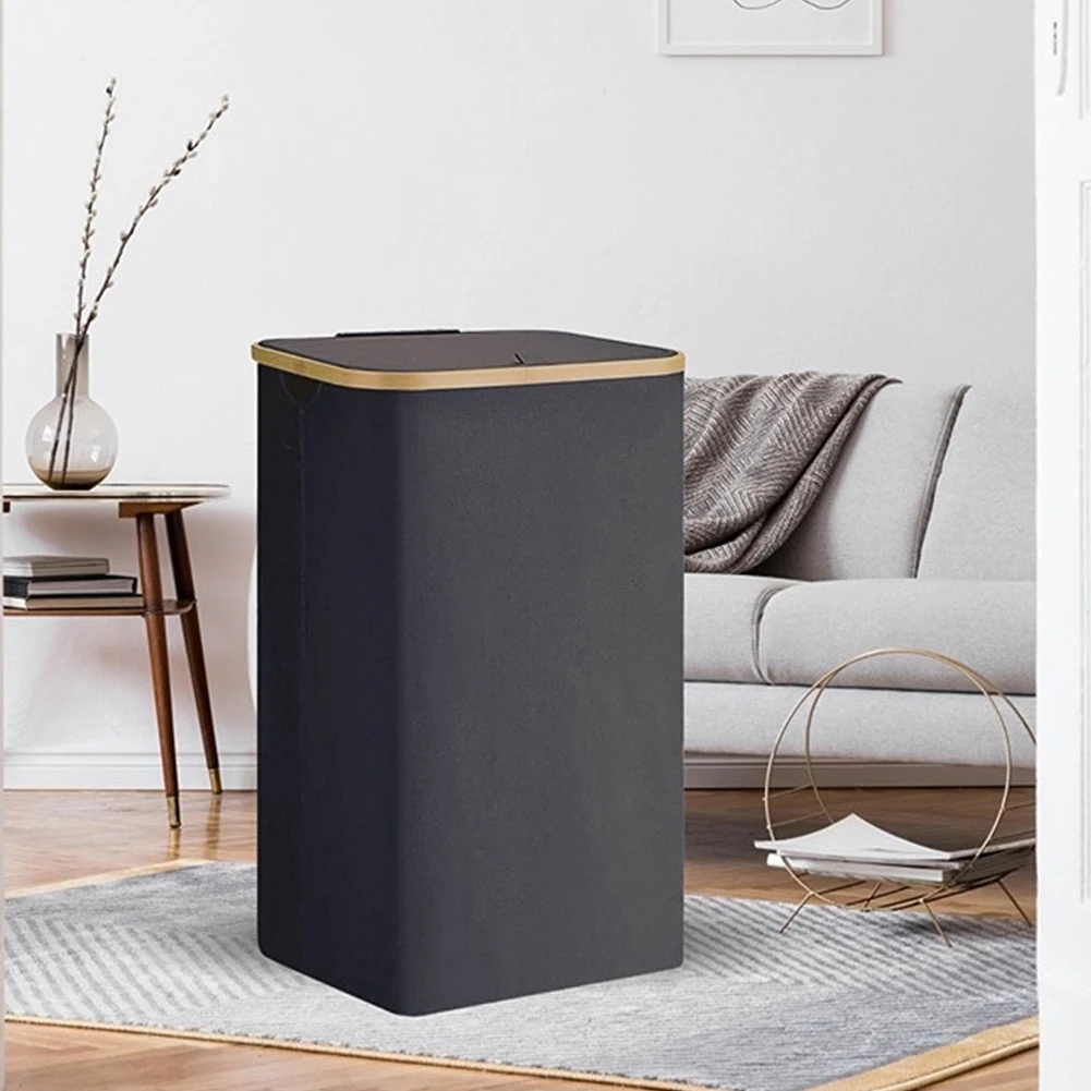 Корзина для грязной одежды объемом 100 л с бамбуковой ручкой и крышкой Контейнер