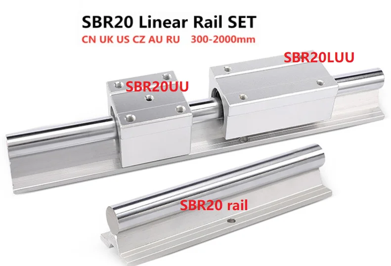 

2 шт., линейная направляющая SBR20 200-2000 мм и 4 шт. SBR20UU