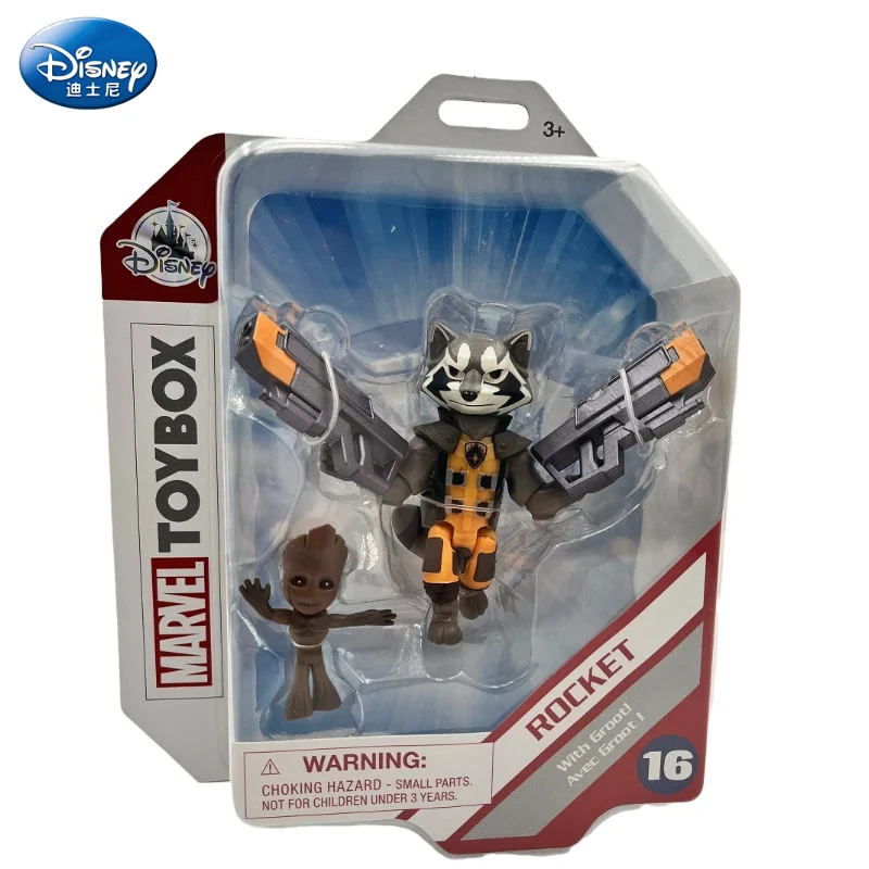 

Original Disney Marvel Toy Box Rocket Raccoon Groot Guardians of the Galaxy Action Figures Toy Gift Collection