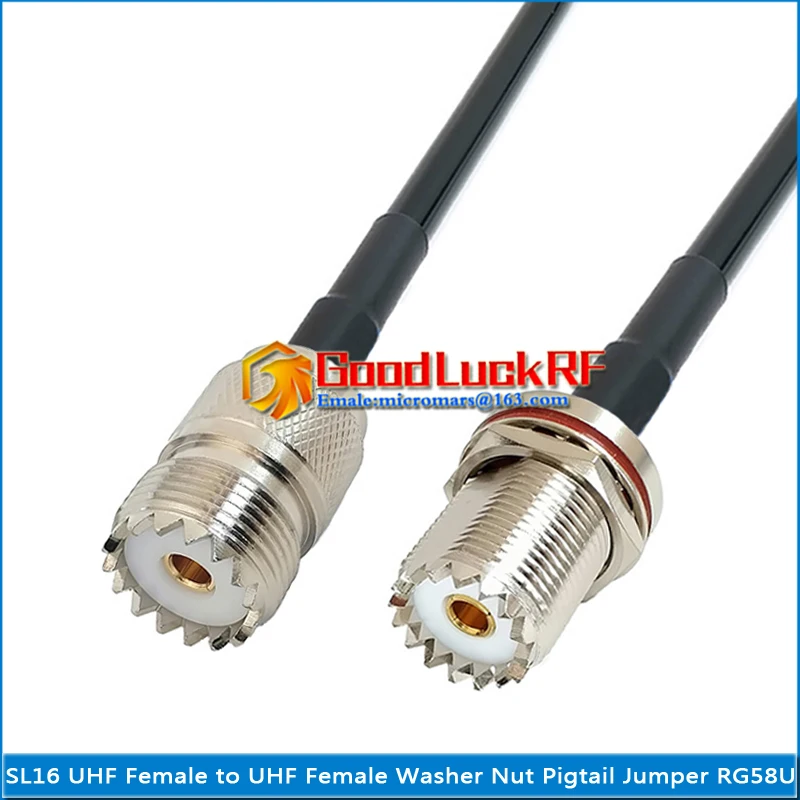 Dual SL16 UHF Female To UHF Female O-ring Bulkhead Washer Nut Connector Pigtail Jumper RG-58 RG58 3D-FB Extend cable PL259 SO239