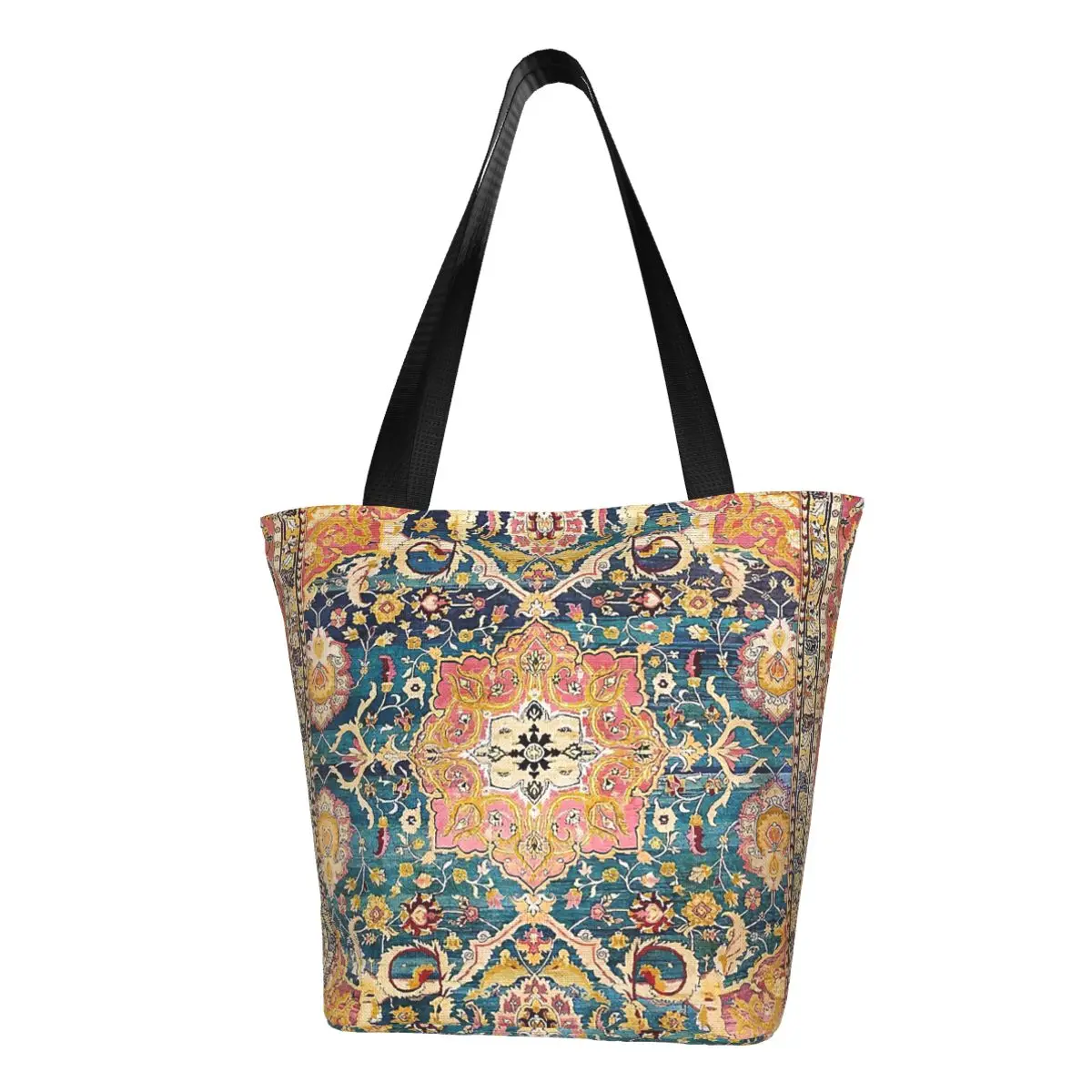 Amritsar Punjab North Indian Rug Print Polyester outdoor girl handbag, woman shopping bag, shoulder bag, canvas bag, gift bag