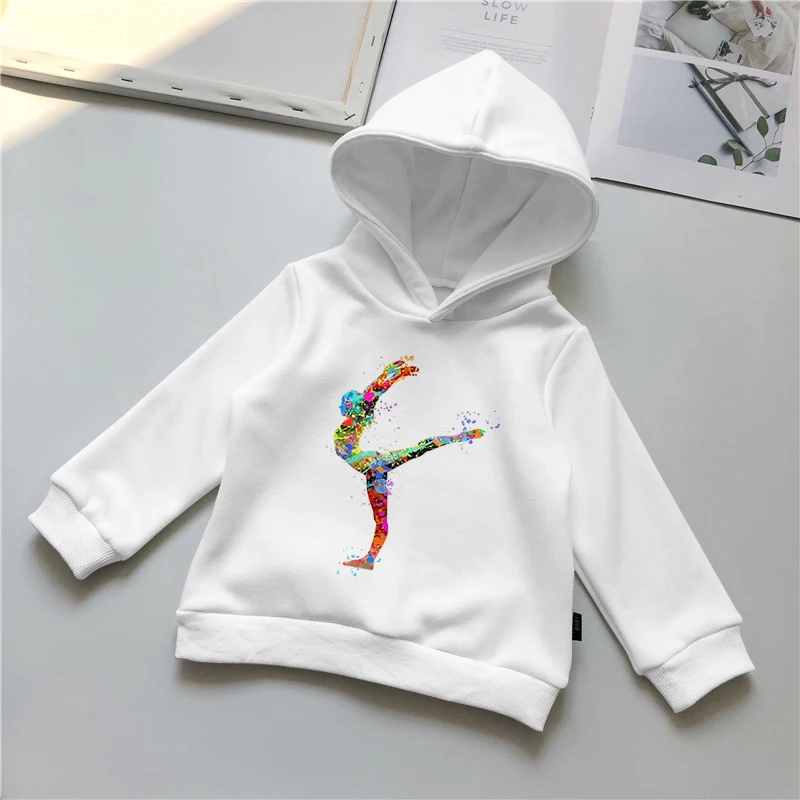 

Watercolor Gymnastics Hoodies Children Hoodies Sweatshirt Boys Girls Spring Autumn GYM Kids Long Sleeve Casual Cartoon Clothing
