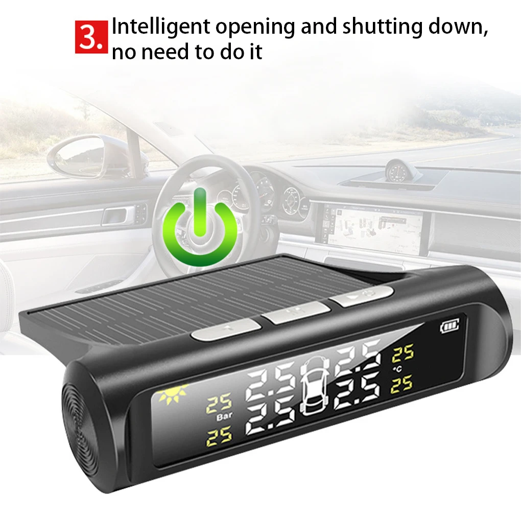 

Solar Auto Tire Pressure Tester IP67 Waterproof Universal Internal External Electric USB Interface Tyre Temperature Sensor