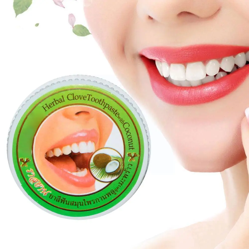 

Clove Mint Coconut Herbal Thailand Toothpaste Dental Bleeding Gingival Prevent Paste Plaque Gum Tooth Removal N0d2