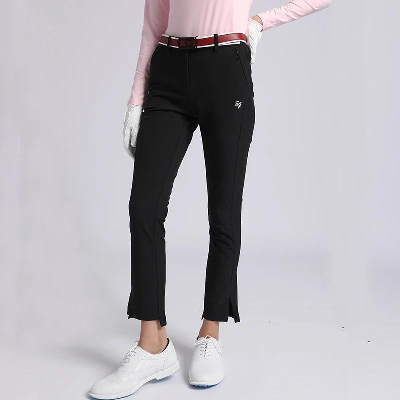 

New Golf Trousers for Women Autumn and Winter Thickened Warm Women's Golf Trousers Outdoor Sports Slit Pants Stretch