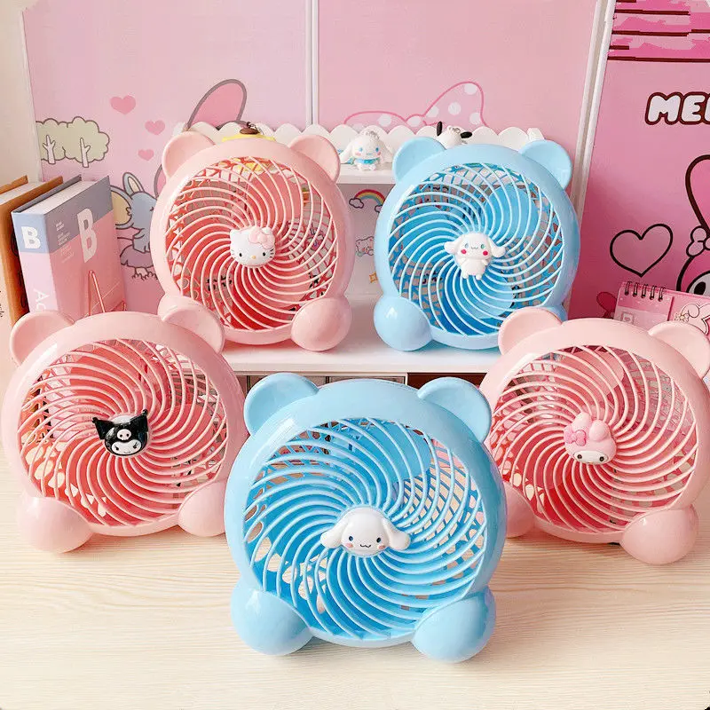 

Kawaii Sanrioed Kitty My Melody Kuromi Cinnamoroll Cute New Usb Cartoon 7 Inch Summer Office Desktop Mute Small Electric Fan