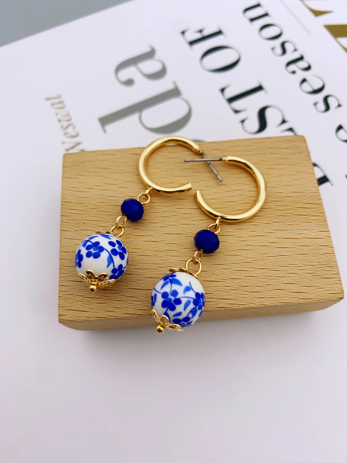 Керамические серьги ручной работы с китайскими этническими элементами