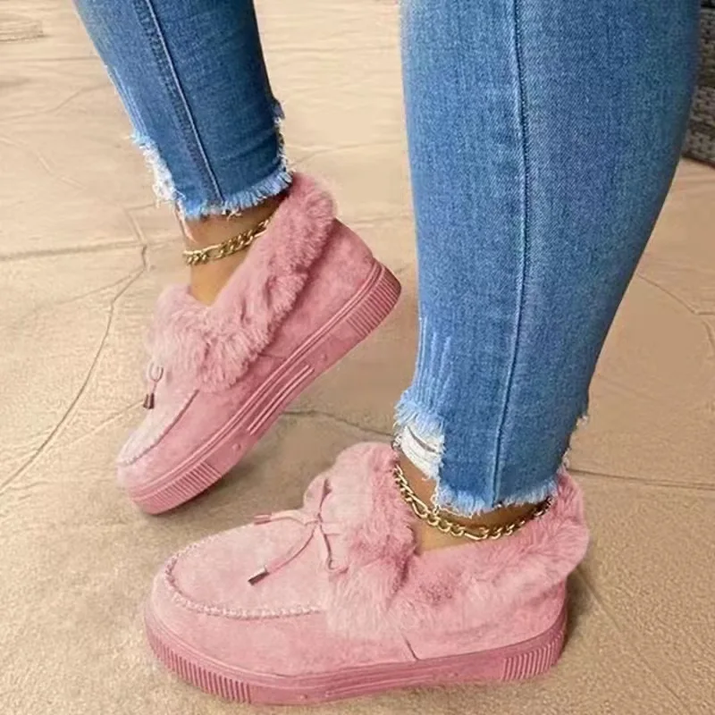 2022 Women Winter Boots Warm Plush Velvet Ankle Snow Boots Lace Up Soft Winter Sneakers Comfortable Cotton Shoes for Femme