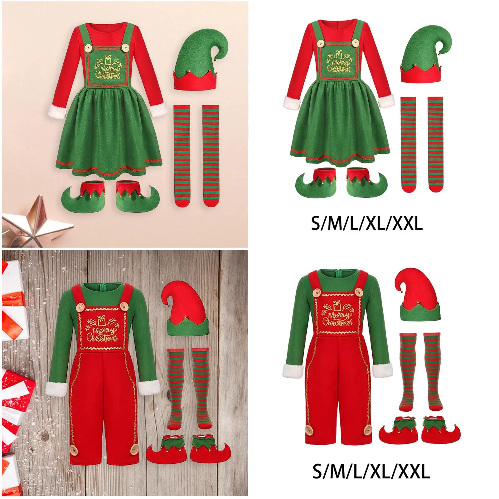 Elf Christmas Costume Fancy Dress Shoe Covers Kids Children Photo Props Clothes Elf Christmas Costume Fancy Dress Shoe Covers Kids Children Photo Props Clothes