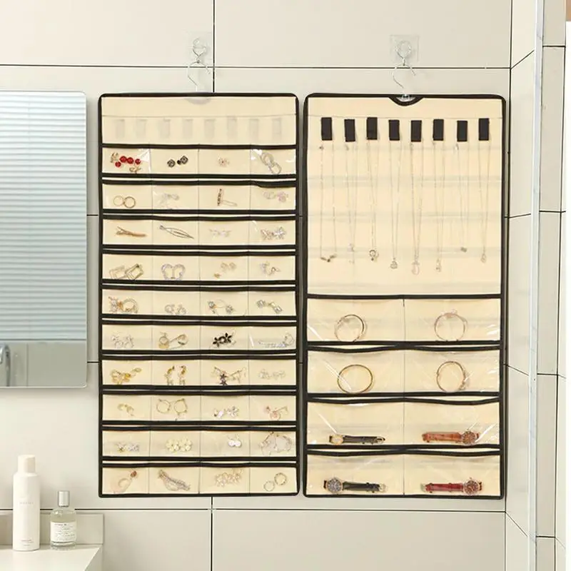 

Держатель для сережек, органайзер, настенный держатель для сережек с 48 карманами, двусторонний держатель для ювелирных изделий, для сережек, ожерелий, колец