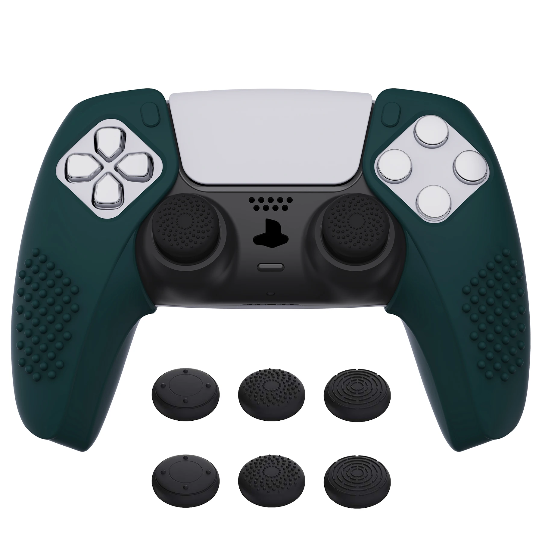 

PlayVital 3D Studded Edition Ergonomic Soft Silicone Case Grips Rubber Protector Skins with 6 Thumbstick Caps for ps5 Controller