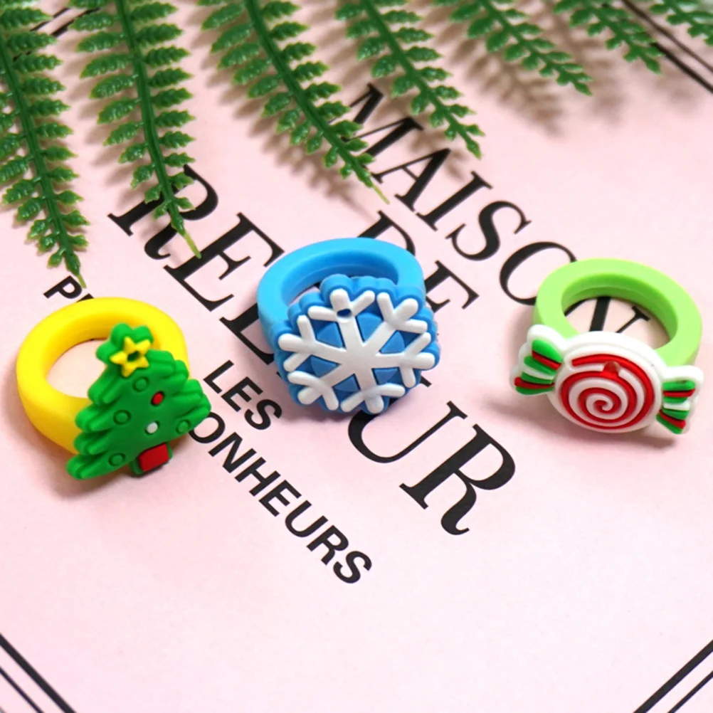 

30Pcs Christmas Silicone Ring Stocking Stuffers, Kids Silicone Rings Christmas Party Favors Jewelry Rings for Christmas Party