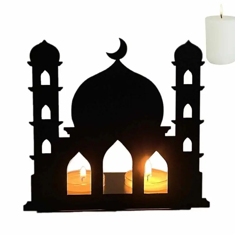 

Creative Eid Castle Candle Holder For Table Centerpiece Wrought Iron Tealight Candlestick Candlestand Wedding Decoration