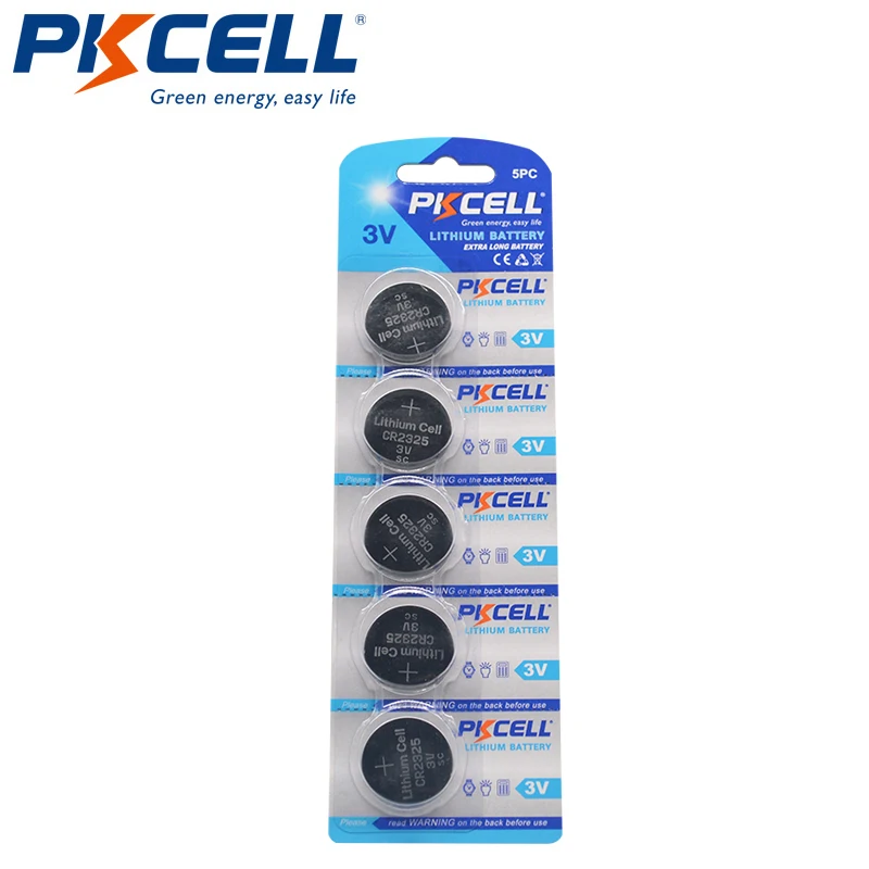 

5Pcs/Lot PKCELL CR2325 3V BR2325 ECR2325 CR 2325 Lithium Battery Button Cell Batteries
