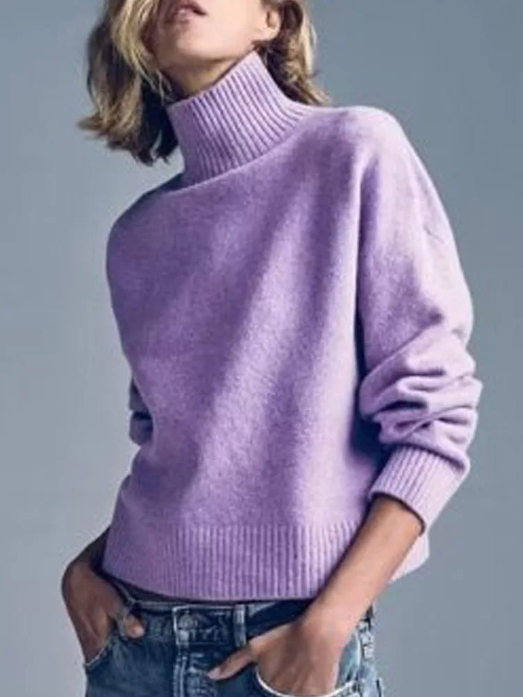 

Kumsvag 2022 Autumn Winter Women Pullover Sweaters Fashion Solid Turtleneck Long Sleeve Female Elegant Street Sweater Clothing