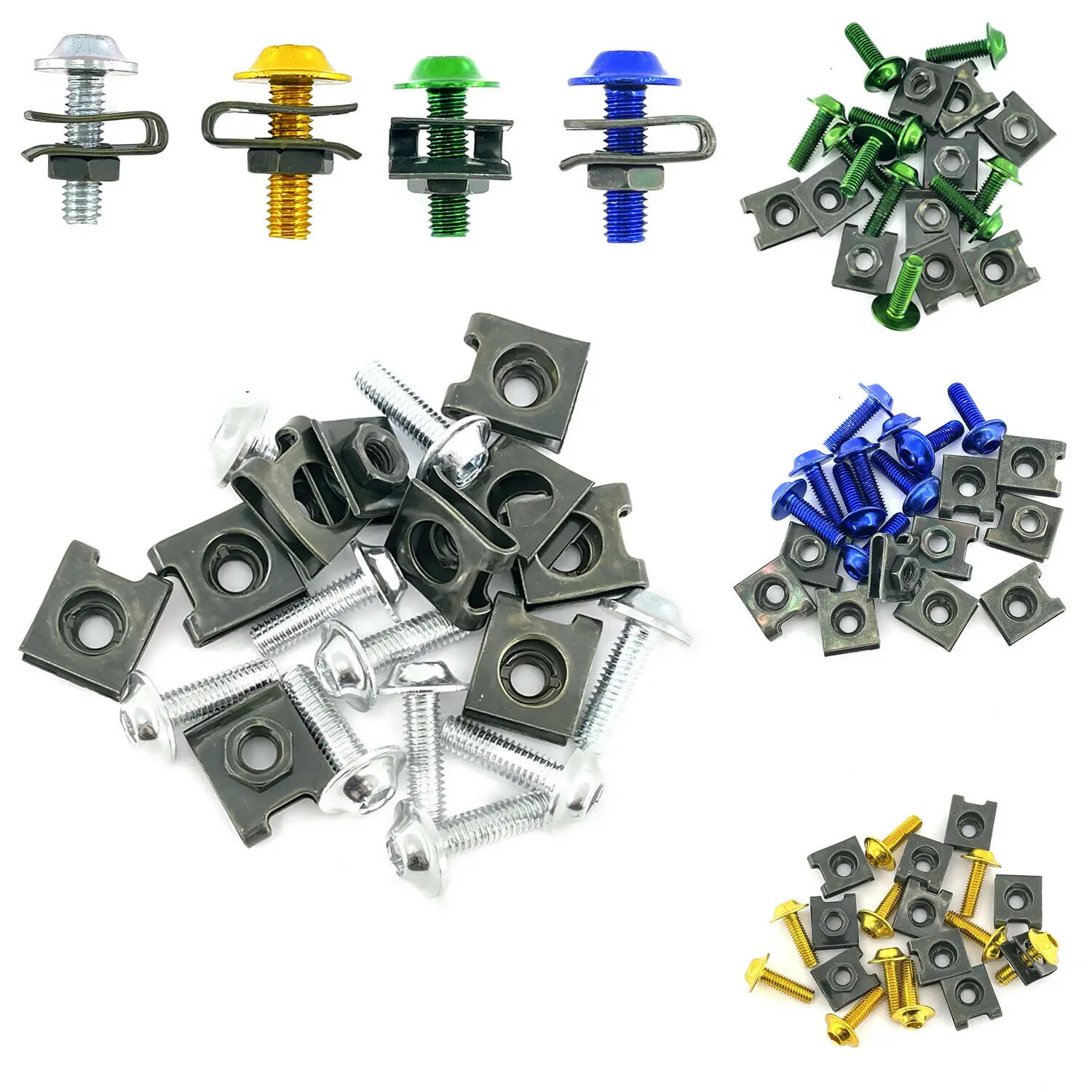 

10 PCS Motorcycle Universal M6 Aluminium Body Work Fairing Screws Nut Bolt Fastener For Suzuki Yamaha BMW Honda Kawasaki