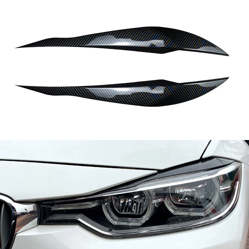 

Auto Headlight Lamp Eyebrows Cover Trim Stickers For BMW 3 Series F30 F31 318i 320i 2012-2018 Car Eyelids Lids New ABS Carbon
