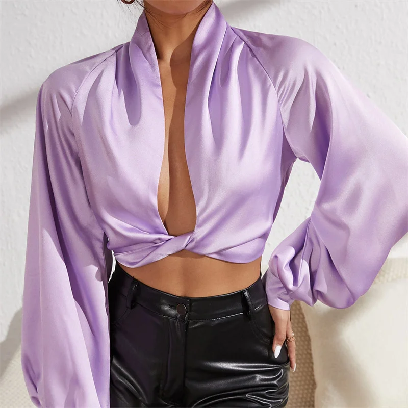 

Women's Shirt Women's Wear 2022 New Long Sleeve Top Collar Solid Satin Shirt Fashion Woman Blouses 2022