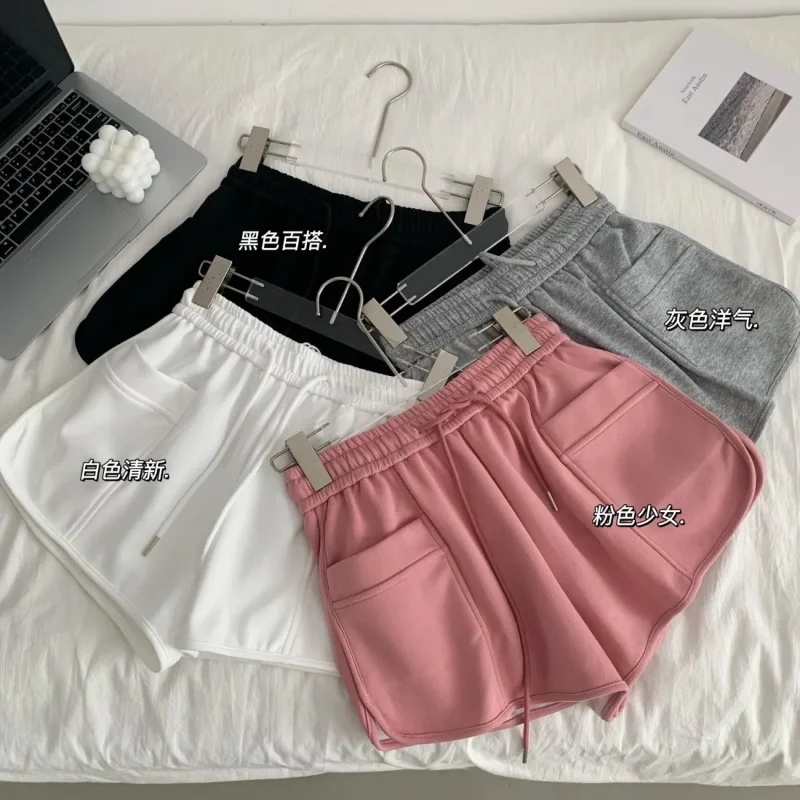 Solid Color Casual Sports Shorts Women Summer New All-matching High-waisted Skinny A-line Wide Leg Beach Biker Shorts Women