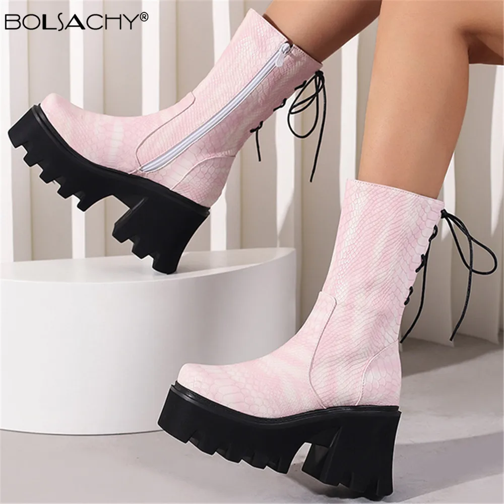 

Autumn Winter Brand Design Ladies High Platform Boots Fashion Goth High Heels Boots Women Cosplay Punk Shoes Woman Big Size34-43