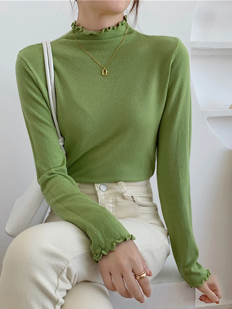 Новинка 2024 женский свитер AOSSVIAO Осенний пуловер с длинным рукавом базовый топ