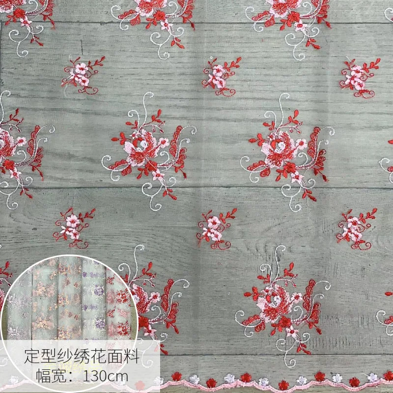 

Spring and Summer New Embroidery Fabric Girls Hanfu Mesh Embroidery