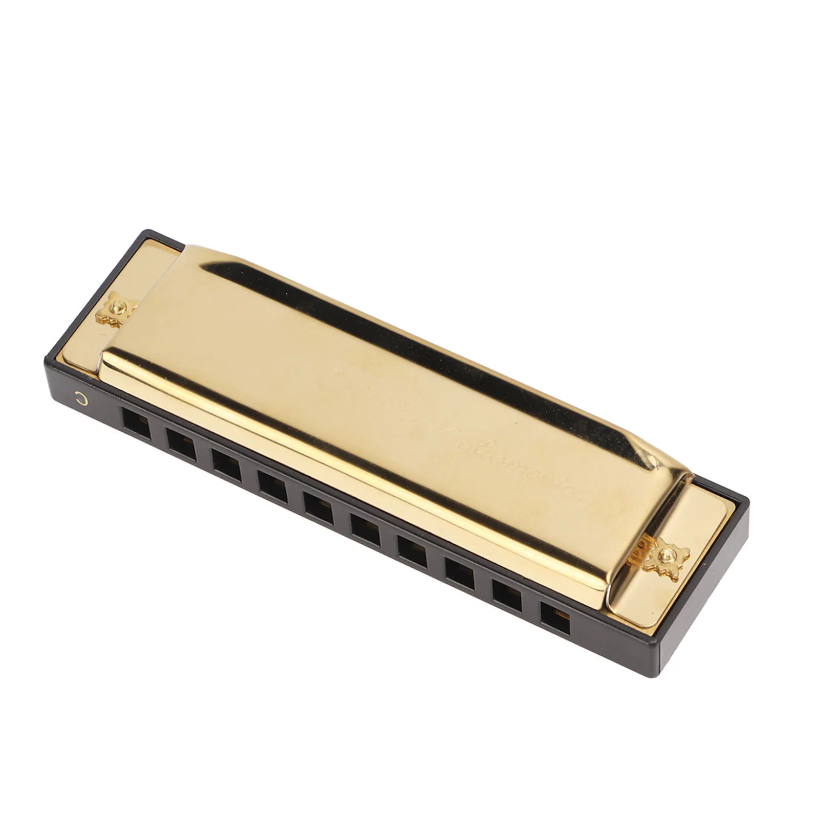 Гармоника Хромированная медная пластина Golden 10 Hole 20 Tone C Key Mouth Organ Инструмент для