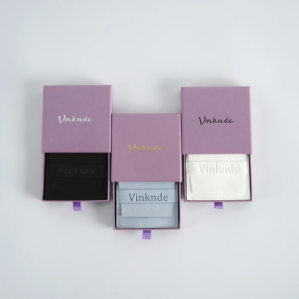 DIY Necklace Earrings Box Case Pouches Custom Logo Purple Sliding Drawer Travel Jewelry Packaging Organizer Gift Boxes For Women