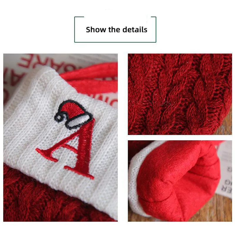 Рождественский чулок с вышитыми буквами мини-милый подвесной веревочный вязаный