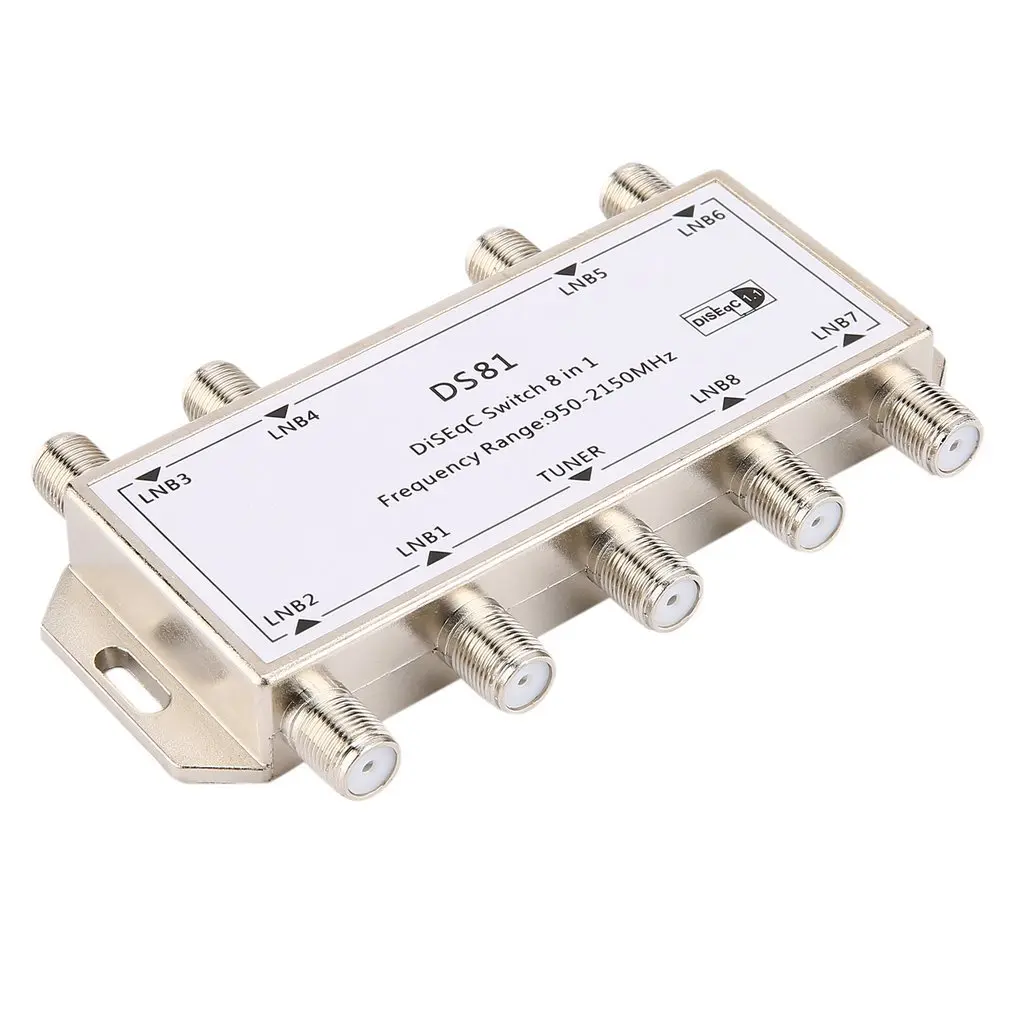 

DS81 8 in 1 Satellite Signal DiSEqC Switch LNB Receiver Multiswitch Heavy Duty Zinc Die-cast Chrome Treated