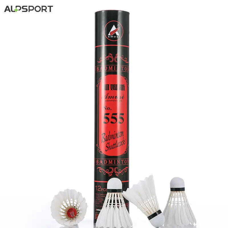 

ALP 555 12Pcs White Badminton Shuttlecock Goose Feather Durable Badminton Balls for Training Competition Speed 76 77