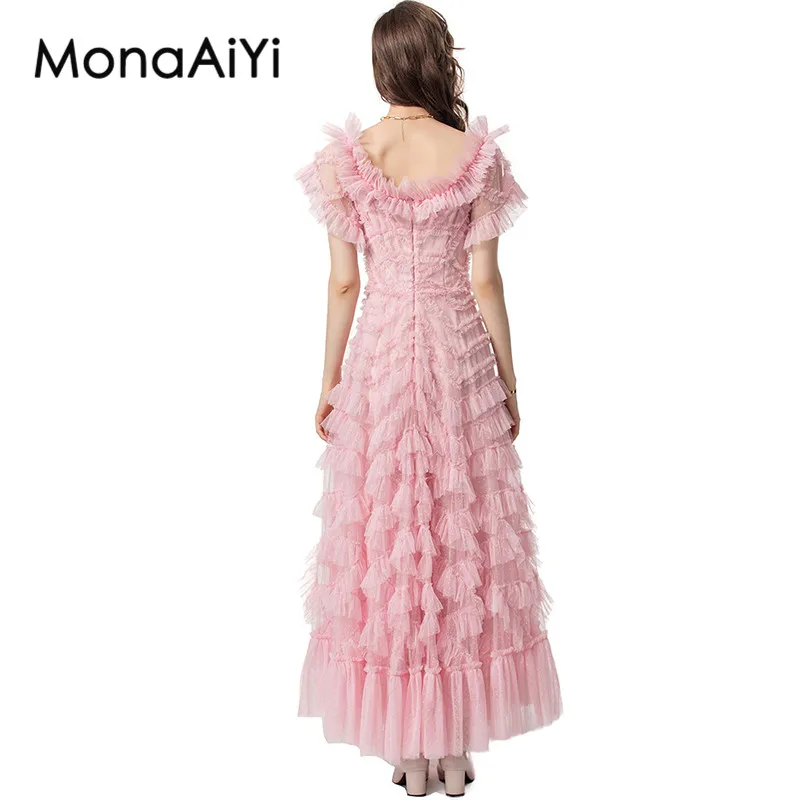 Женское летнее платье MonaAiYi с коротким рукавом сетчатые комбинированные