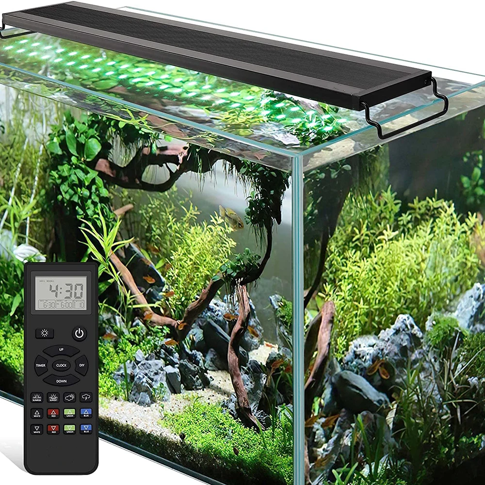 30/45CM Remote Control Aquarium Light with Timer Full Spectrum Fish Tank Light with Weather Mode RGBW LED Lamp for Water Plants