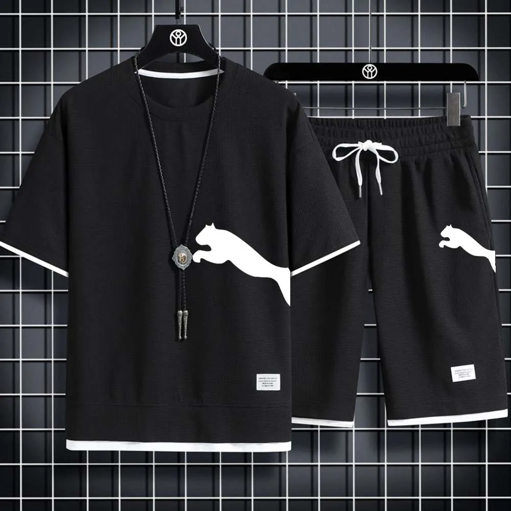 

Summer Men's Suit Fashion Korean Sportswear 2023 Short-sleeved T-shirt + Shorts Set Casual Men's Jogging Suit Tracksuit Men