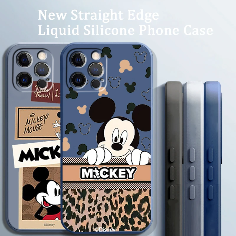 

Disney Mickey Minnie Cool Liquid Rope Cover Phone Case For Apple iPhone 14 13 12 Mini 11 XS Pro Max X XR Plus SE 2020 Funda
