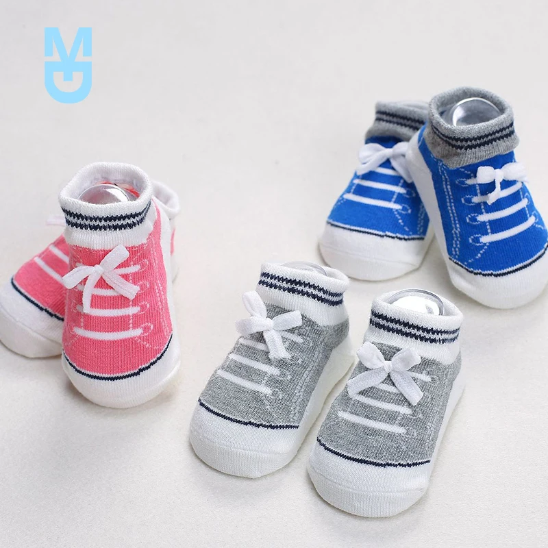 

New 1Pair Baby Socks Anti-slip Newborn Girls Boys Socks Cotton Children Kids Rubber Grip Socks Shoes Toddler First Walking bebe