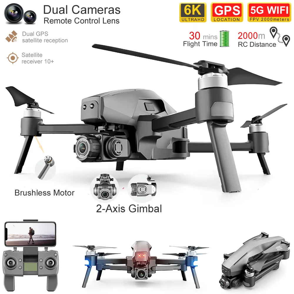 

M1 GPS Drones 2-Axis Gimbal Professional 6k HD Dual Camera FPV 5G Brushless Fold RC Helicopter Follow Me 4k Quadcopter Dron Toys