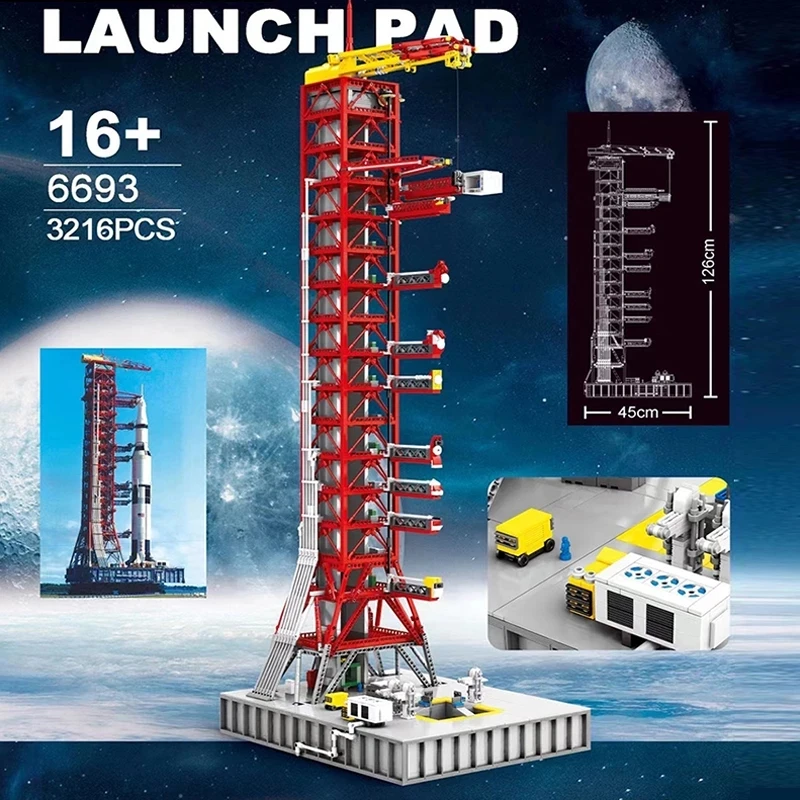 Конструктор игрушечный MOC Apollo Saturn V Launch совместим с 21039 строительными блоками |