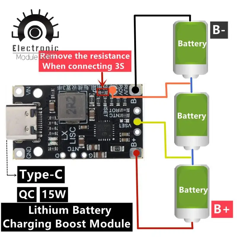 Тип-C USB 2/3S BMS 15 Вт 8 4 в 12 6 а литиевый аккумулятор зарядный модуль с повышением