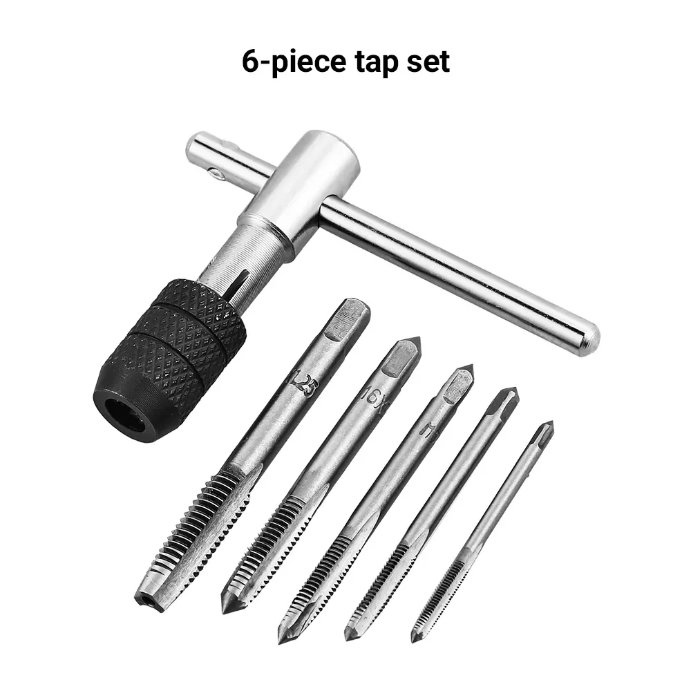 

Vastar 6PCS/Set Tap Drill Wrench Tapping Threading Tool M3-M8 Screwdriver Tap Holder Hand Tool Thread Metric Plug Tap Screw Taps
