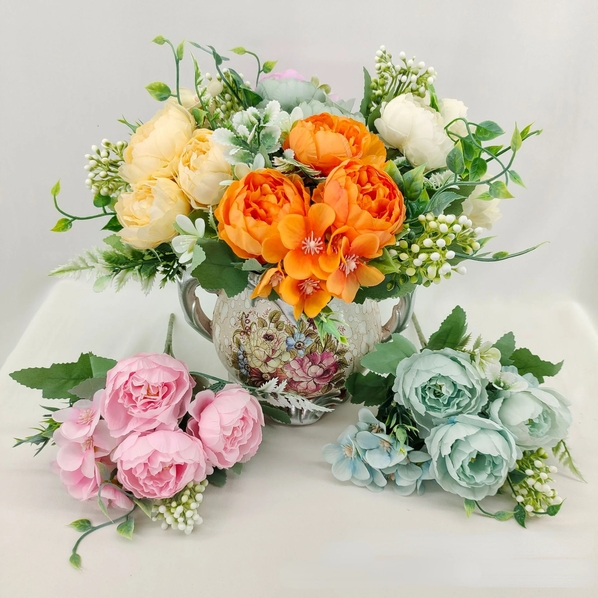 

5Head искусственная Бегония пион, Свадебный искусственный цветок, ветка, украшение для гостиной