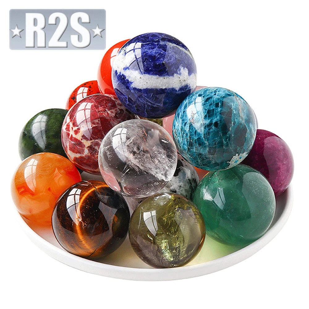 

40MM Round Gemstone Ball Mineral Natural Healing Crystals And Stones Sphere Wicca Chakra Massage Globe Trinket Decor With Stand
