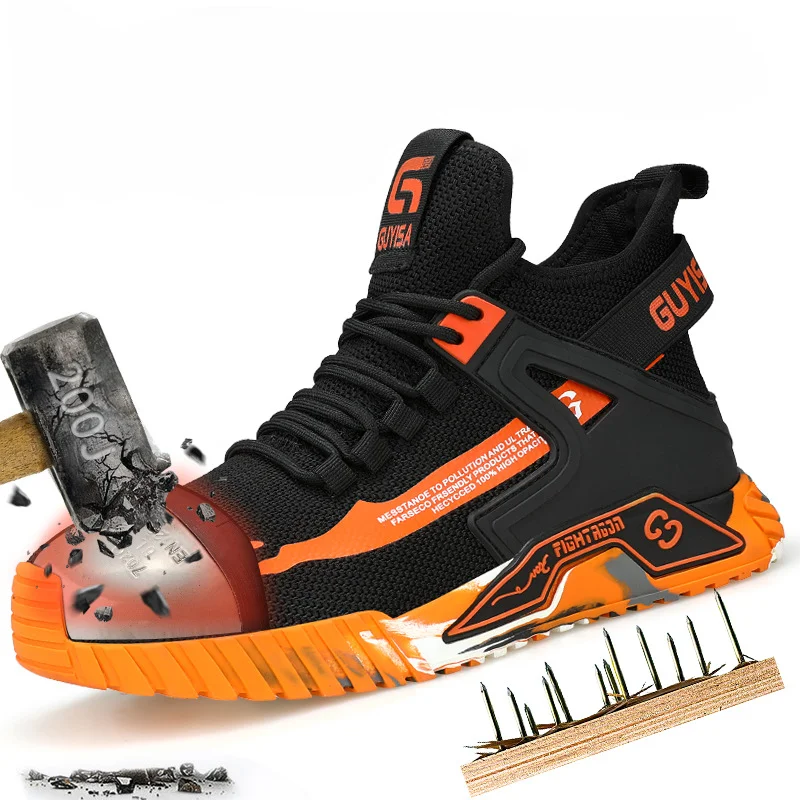 

Male Work Safety Boots Steel Toe Work Shoes Safety Shoes Men Anti-puncture Work Boots Men Breathable Men's Boots Safety Sneakers