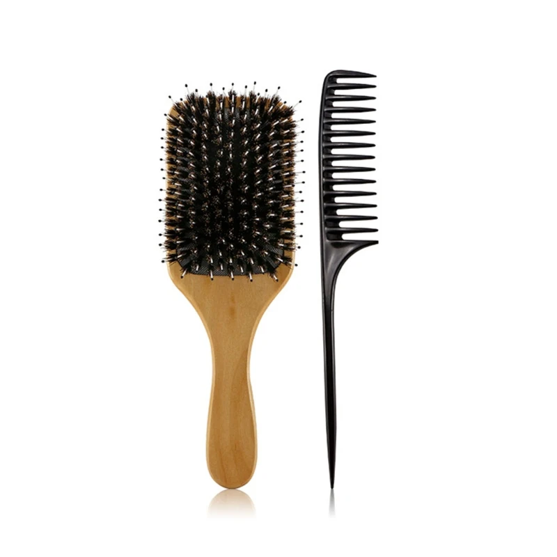 

2pcs Professional Paddle Hair Brush Bristles Detangling Hairbrush Massage Scalp P8DD