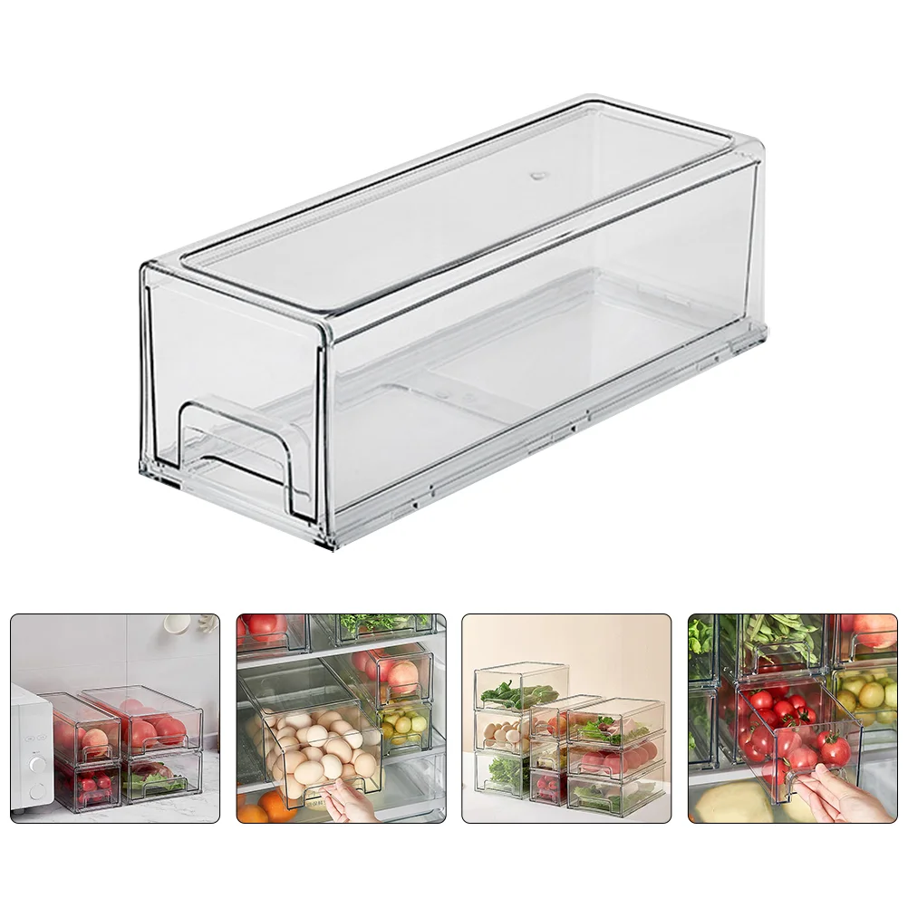 

2Pcs Drawer Clear Storage Bins Kitchen Storage Containers Stackable Refrigerator Organizer Bins for Storage Fridge Home Daily