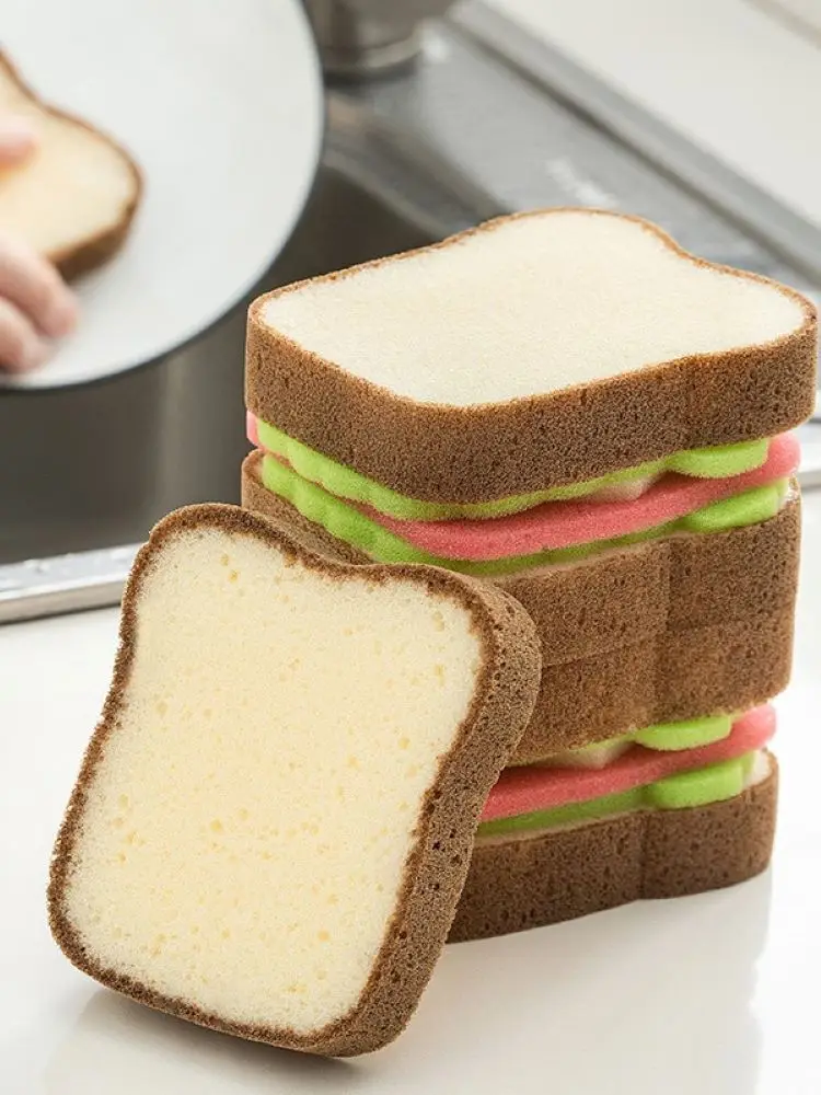 

Kitchen Cleaning Sponges Toast Shape Dish-washing Dishcloth Kitchen Accessories Household Cleaning Gadget Decontamination Sponge