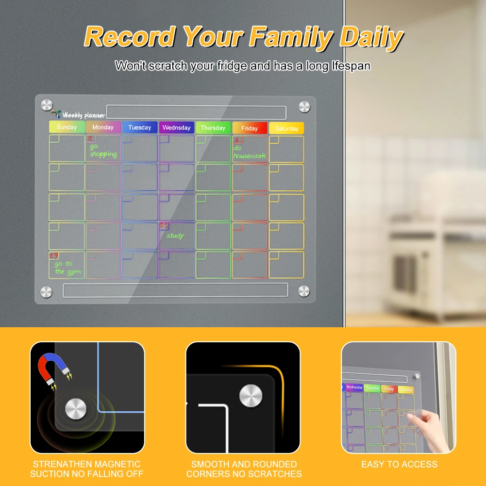 

Acrylic Magnetic Calendars For Fridge Monthly And Weekly Planner Calendars Dry Erase Board Reusable Fridge Magnet Home Tool Set
